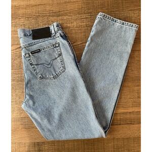 Vintage Harley-Davidson Light Wash Jeans Women's 10L Black Leather Patch EUC
